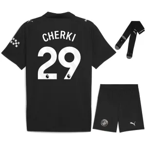 Set de camiseta infantil fuera de casa de Cherki del Manchester City 2025/26 - Negro