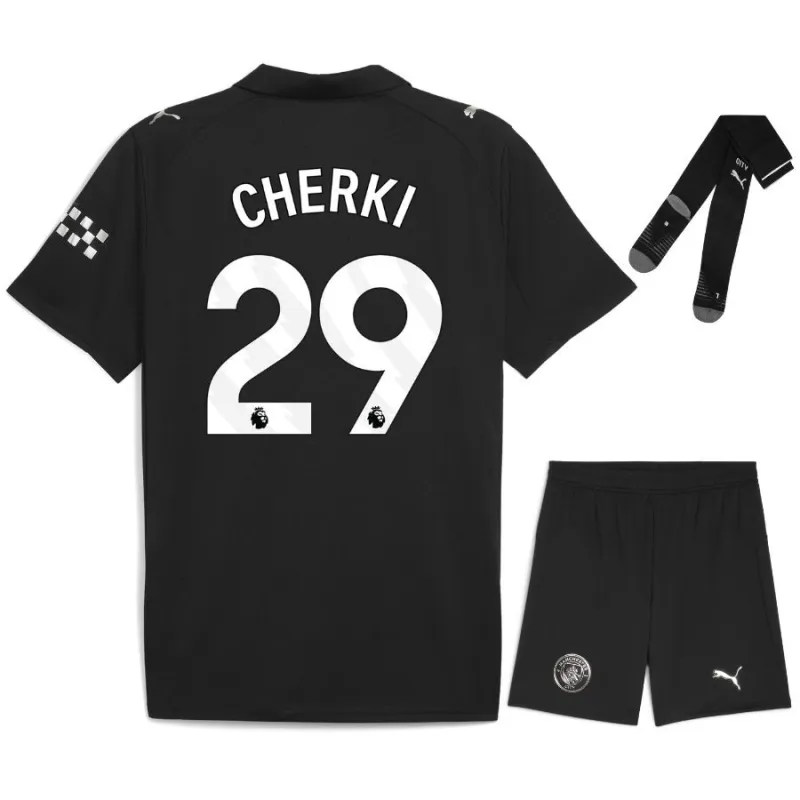 Manchester City CHERKI 2025/26 Away Kids' Jersey Set - Black