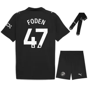 Set de camiseta infantil fuera de casa de FODEN del Manchester City 2025/26 - Negro