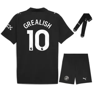 Set de camiseta infantil fuera de casa de GREALISH del Manchester City 2025/26 - Negro