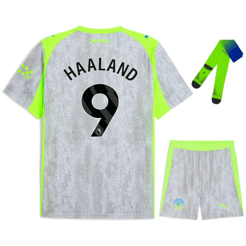 Manchester City HAALAND 2025/26 Terza Divisa Bambino - Grigio
