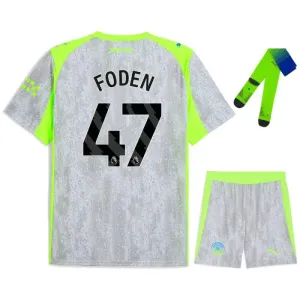 Manchester City FODEN 2025/26 Tercer Conjunto Infantil - Gris