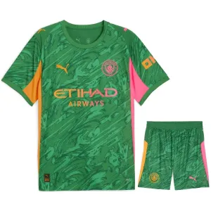 Camiseta y pantalones cortos de portero niños Manchester City 2025/26 - Verde