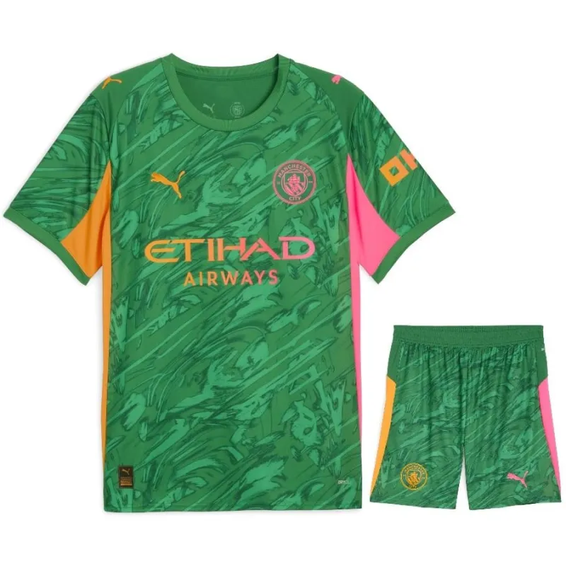 Camiseta y pantalones cortos de portero niños Manchester City 2025/26 - Verde