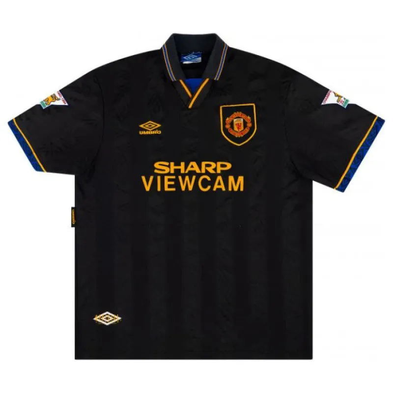 Manchester United CANTONA 1993 1995 Retro Away Jersey - Black