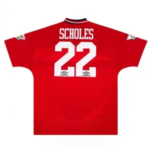 Manchester United SCHOLES 1994 1996 Retro Home Jersey - Red