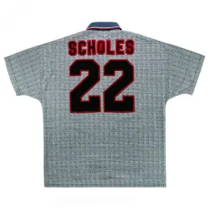 Maglia Away Retrò Manchester United SCHOLES 1995-1996 - Grigia