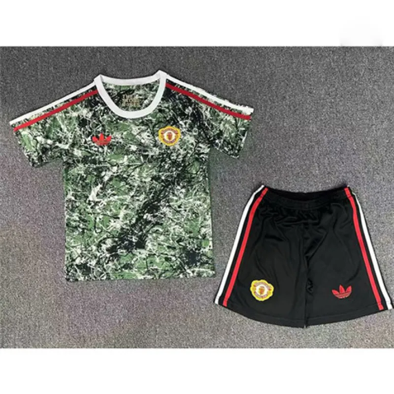 Maglia + pantaloncini per bambini di Manchester United 2024/25 edizione in collaborazione - Verde