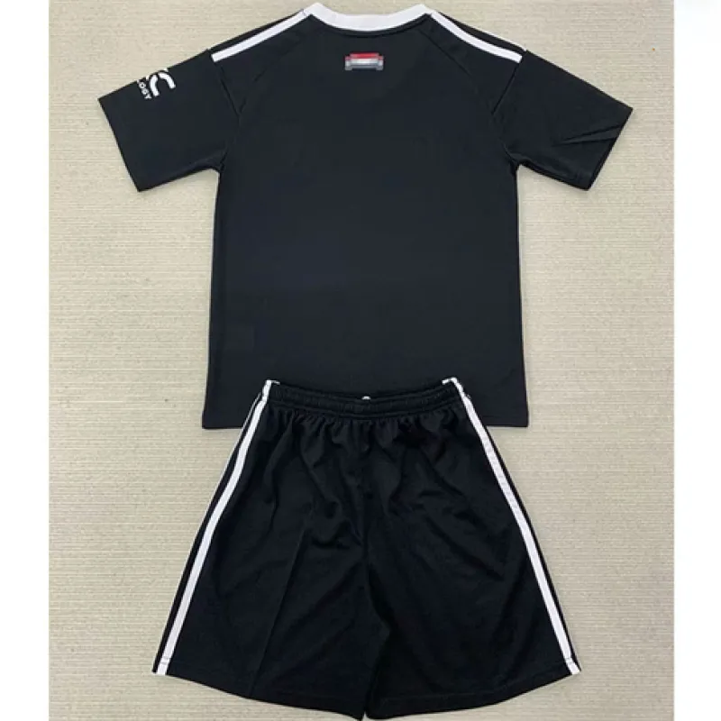 Maglia di portiere + pantaloncini per bambini di Manchester United 2024/25 - Nero