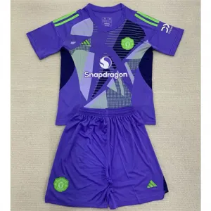 Camiseta de portero + pantalones cortos para niños de Manchester United 2024/25 - Morado