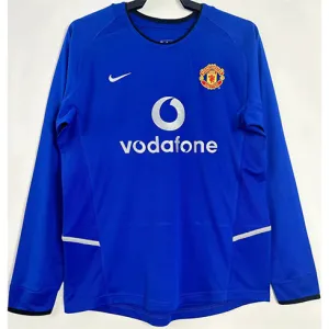 Terza maglia retro maniche lunghe di Manchester United 2002/03 - Blu
