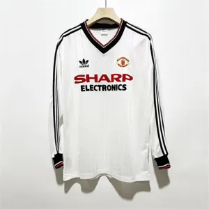 Maglia retro maniche lunghe di trasferta di Manchester United nel 1982/83 - Bianca