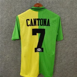 Maglia retro di trasferta di Manchester United nel 1992 - 94 del giocatore Eric Cantona - Verde/Gialla