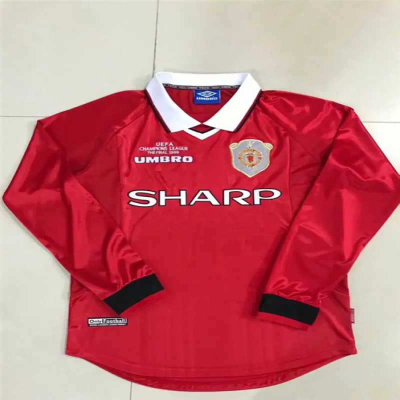 Camiseta retro mangas largas de la final de la Liga de Campeones UEFA 1999 de Manchester United - Roja