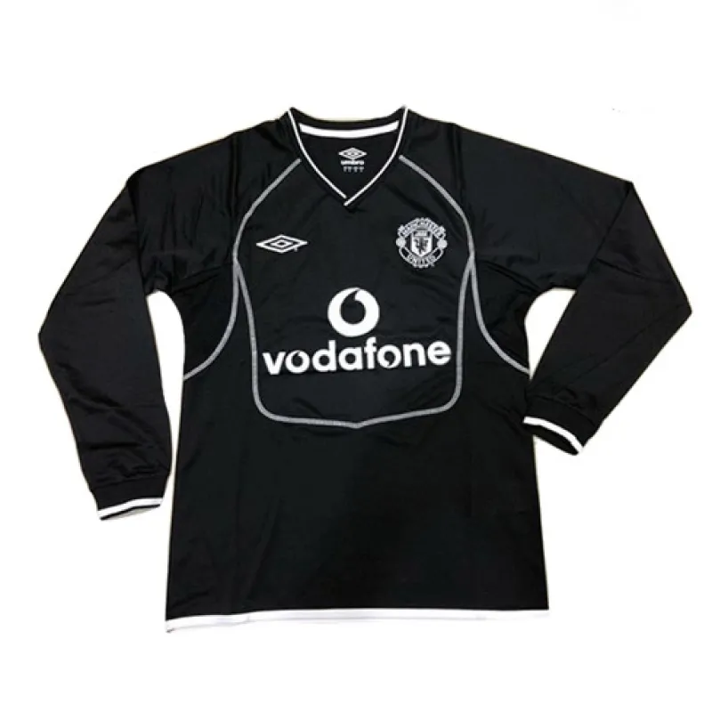 Maillot rétro manches longues d'extérieur de Manchester United 2000 - 02 - Noir