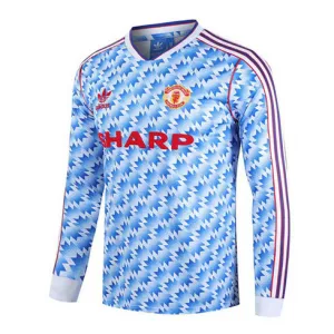 Manchester United 1990 - 92 Away - Blue Retro Long - Sleeve Jersey