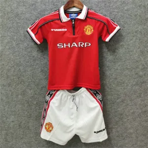 Camiseta retro para niños de Manchester United 1998/99 local - Roja