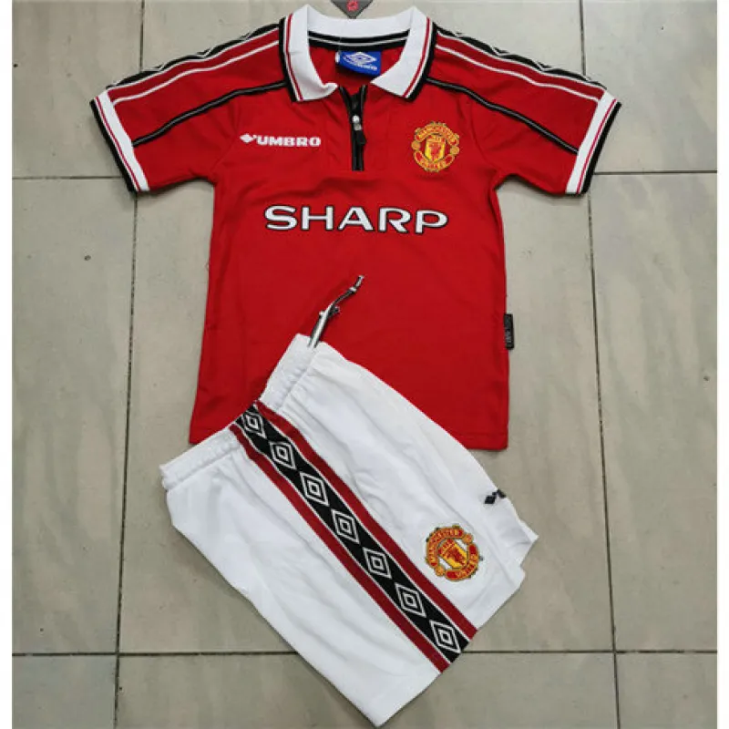 Camiseta retro para niños de Manchester United 1998/99 local - Roja