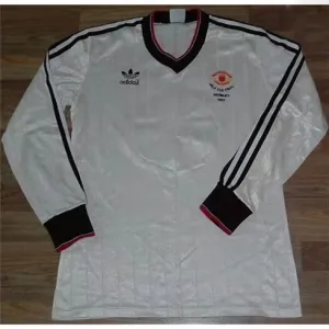 Maglia retro a maniche lunghe di trasferta di Manchester United 1982 - 84 - Bianca