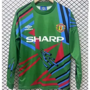 Maglia retro a maniche lunghe del portiere di Manchester United 1992/93 - Verde