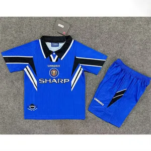 Camiseta retro para niños de Manchester United 1996-98 de fuera - Azul