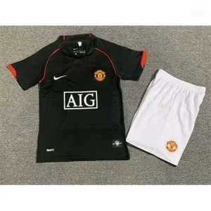 Camiseta retro para niños de Manchester United 2007/08 de fuera - Negro