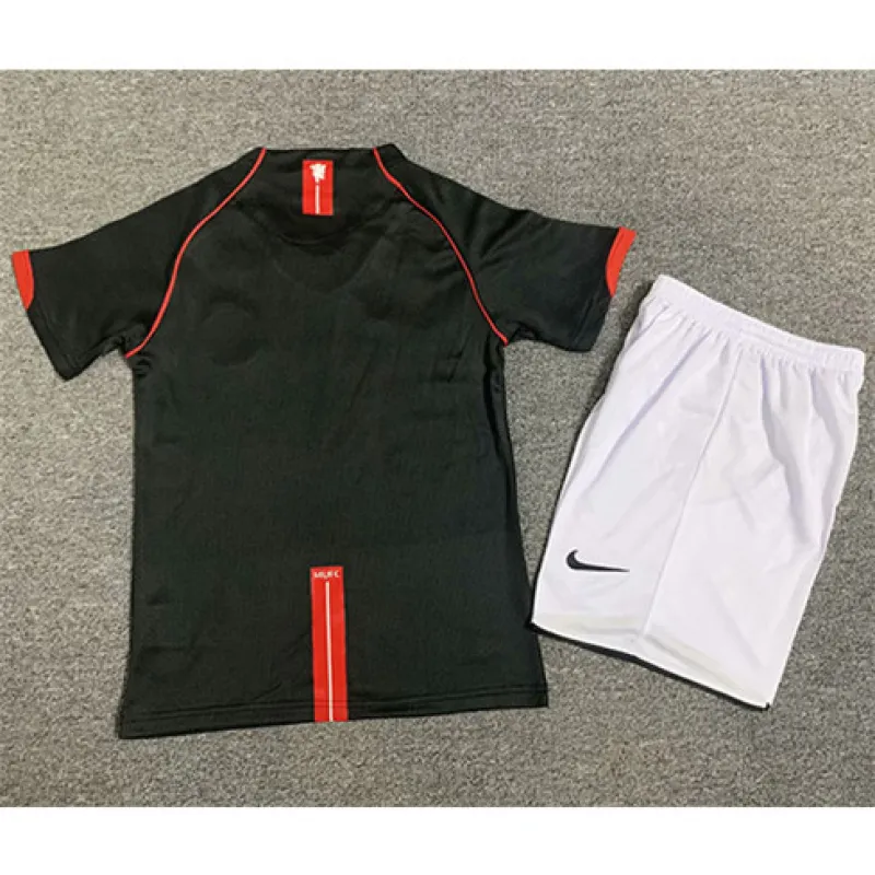 Maglia retro per bambini di Manchester United 2007/08 di trasferta - Nera