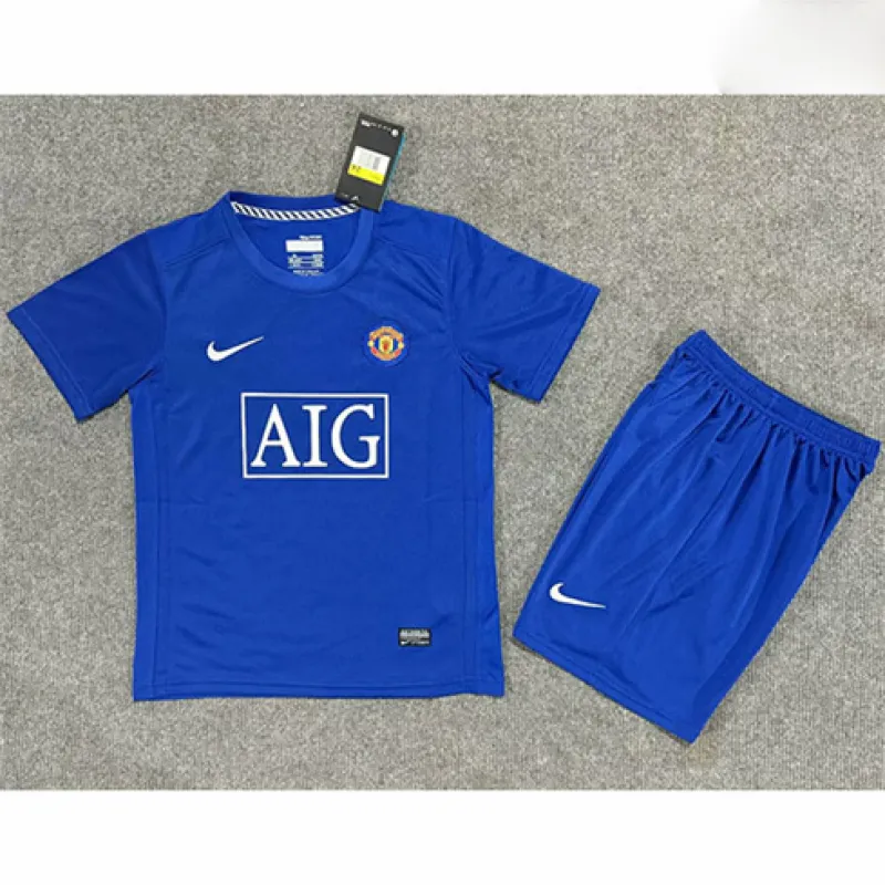 Maillot rétro pour enfants de Manchester United 2008/09 Extérieur - Bleu