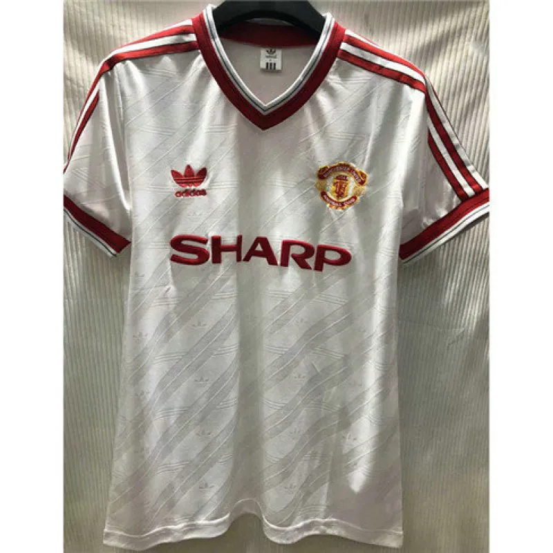 Maillot rétro d'extérieur de Manchester United 1986 - Blanc