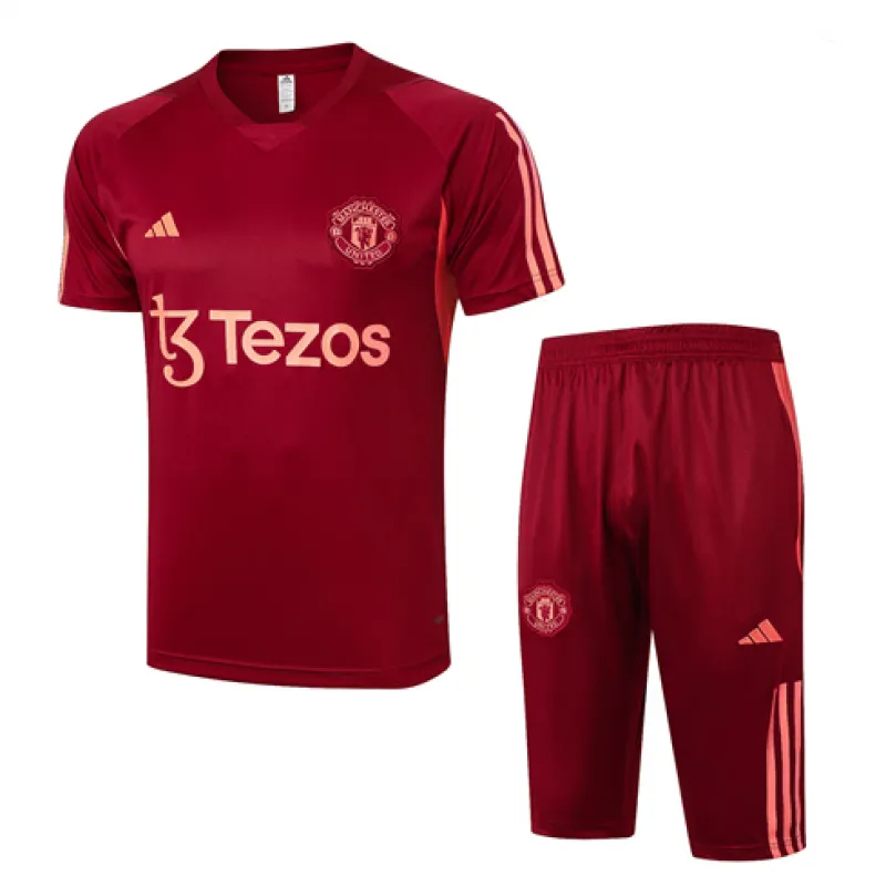 Camiseta de entrenamiento + Pantalones cortos de Manchester United 2024/25 Rojo vino