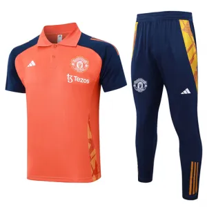 Manchester United Training Polo Shirt + Pants 2024/25 Orange