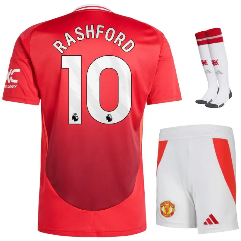 Rashford Manchester United 2024/25 Home Kids' Jersey Set - Red