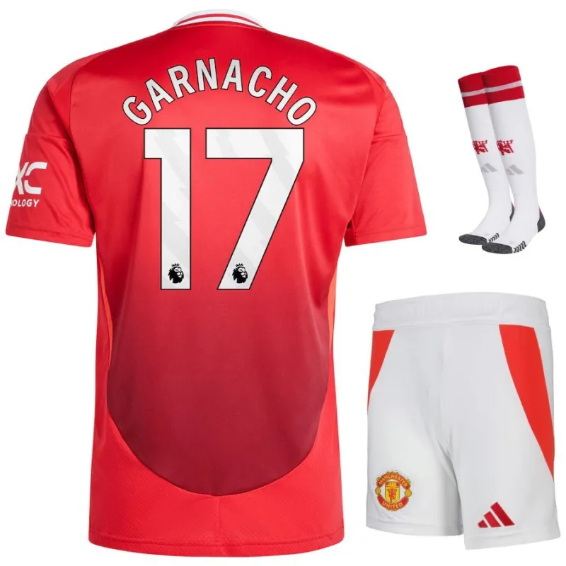 Garnacho Manchester United 2024/25 Home Kids' Jersey Set - Red