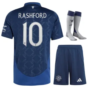 Conjunto de camiseta para niños de fuera de casa de Manchester United con Rashford 2024/25 - Azul