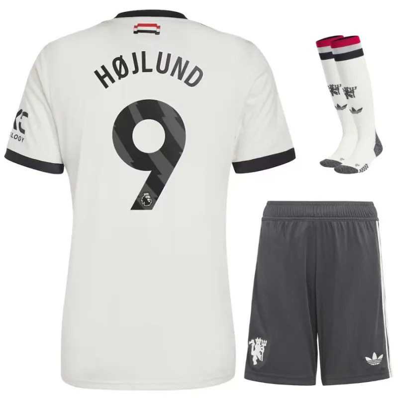 Højlund Manchester United 2024/25 Kids' Third Jersey Set - White