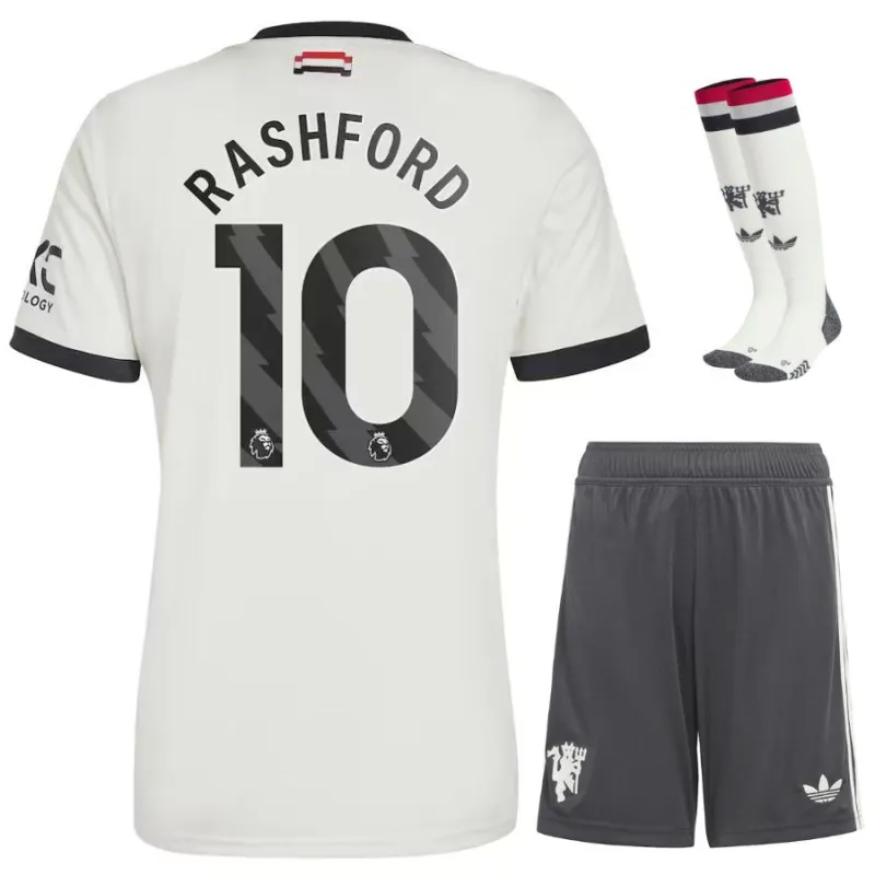 Set di terza maglia per bambini di Manchester United con Rashford 2024/25 - Bianco