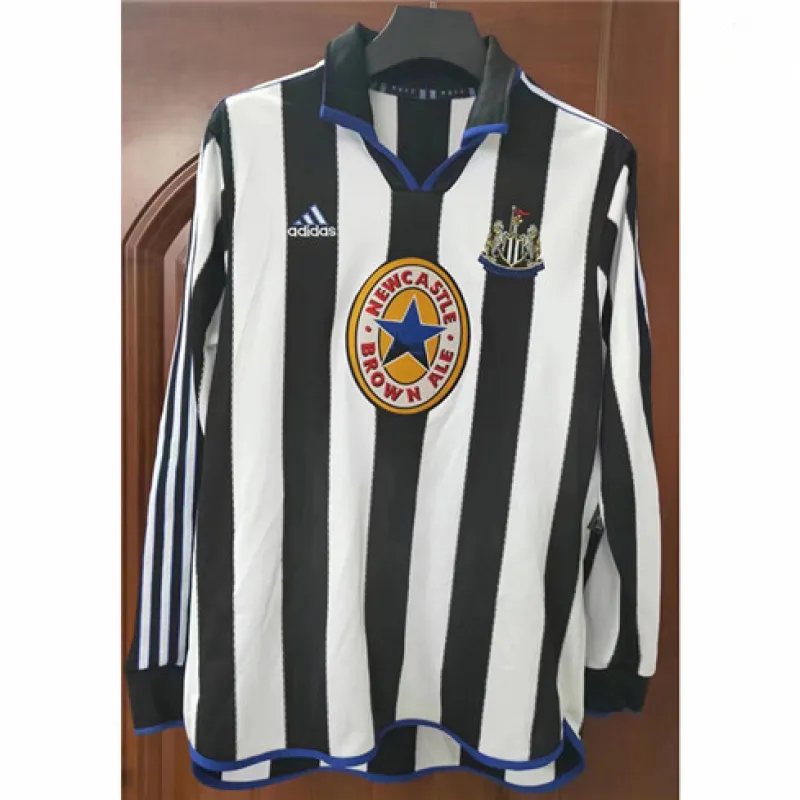Newcastle United 1999/00 Long Sleeve Retro Home Jersey - Black/White