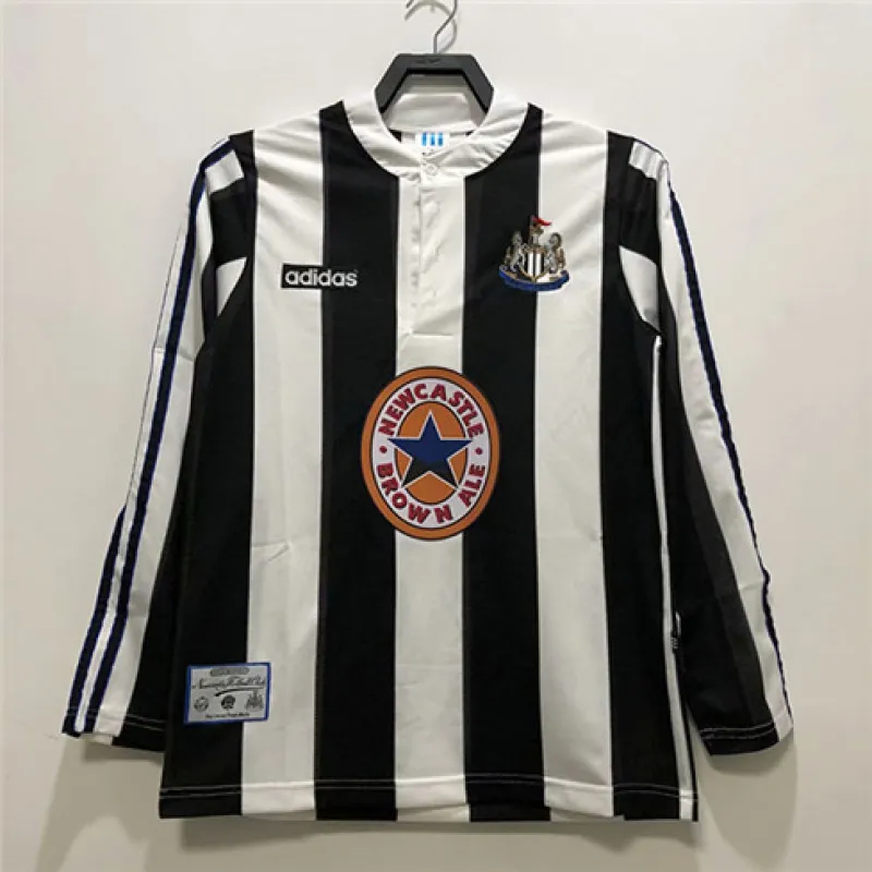 Maglia retrò di casa a maniche lunghe di Newcastle United 1995-97 - Nero/Bianco