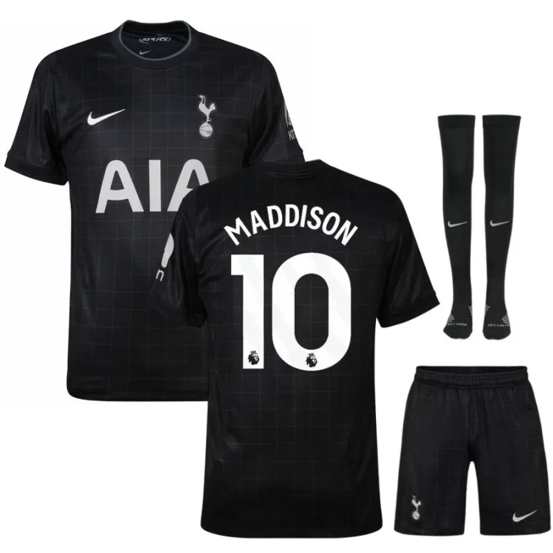 Tottenham Hotspur MADDISON 2025/26 Camiseta de visita Niño con Pantalones - Negra