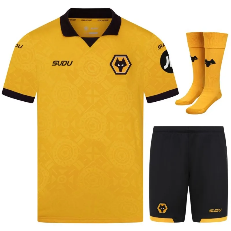Conjunto camiseta infantil Wolves 2025/26 Local - Amarilla