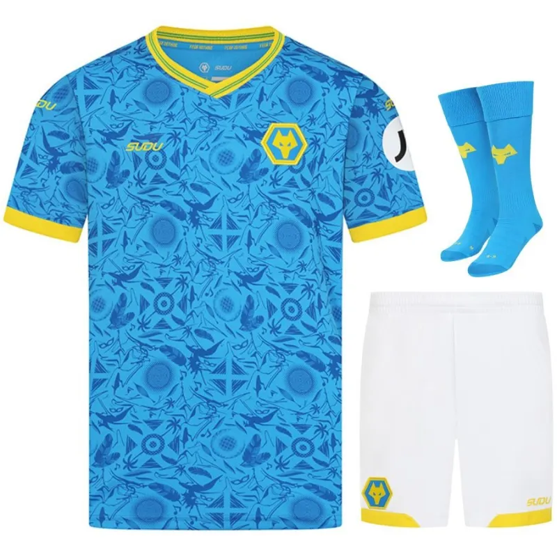 Wolves 2025/26 Drittes Kindertrikot mit Hose - Blau