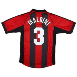 AC Milan MALDINI 1998 2000 Maglia casalinga retrò - Rossa/Nera