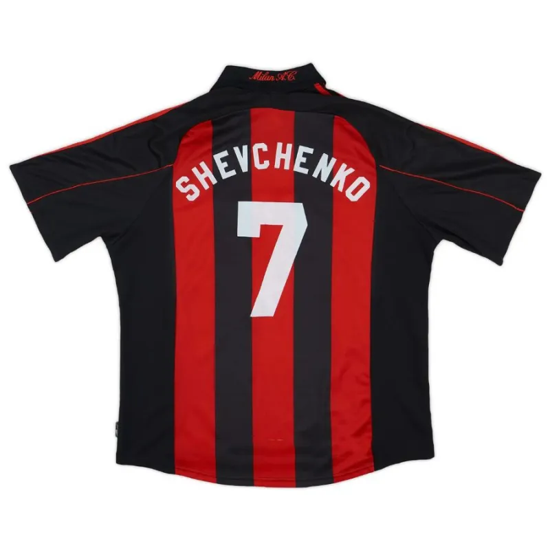 AC Milan SHEVCHENKO 2000 2002 Maillot domicile rétro - Rouge/Noir