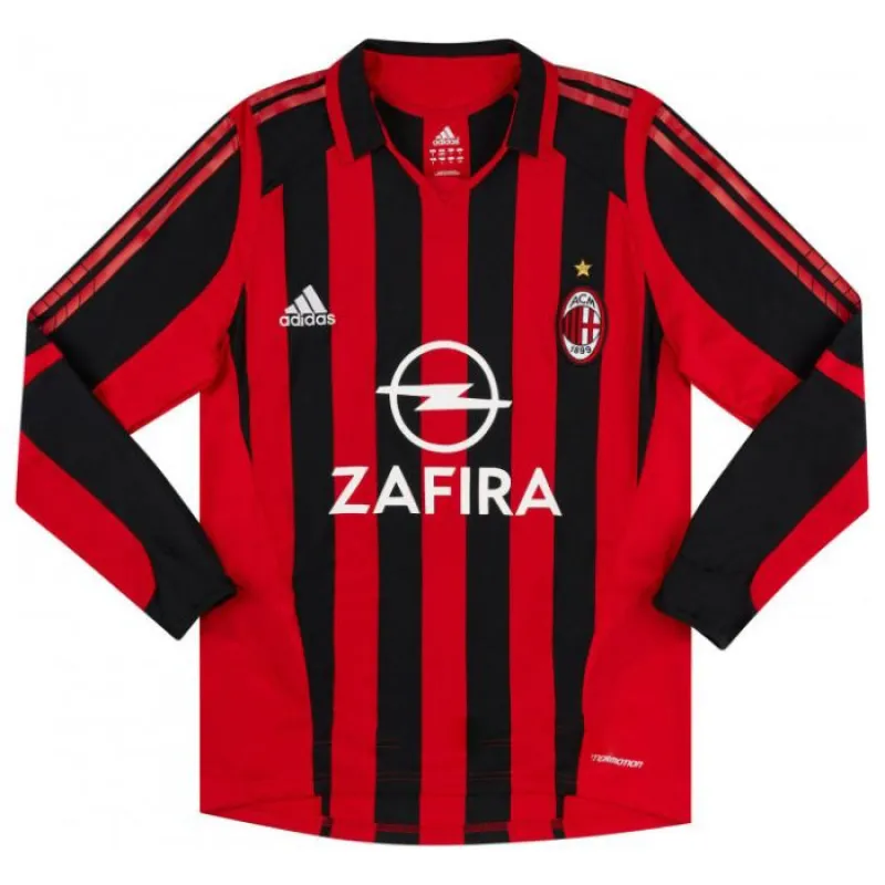 AC Mailand CAFU 2005/06 Retro-Heimtrikot mit langen Ärmeln - Rot/Schwarz