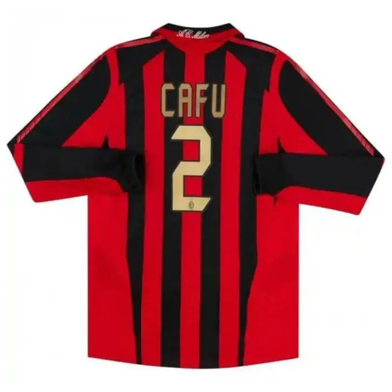 AC Mailand CAFU 2005/06 Retro-Heimtrikot mit langen Ärmeln - Rot/Schwarz
