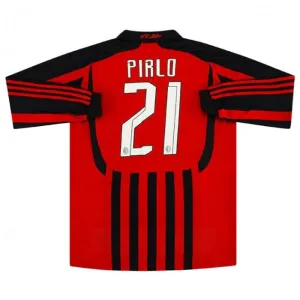 AC Milan PIRLO 2007/08 Maglia casalinga retrò a maniche lunghe - Rossa/Nera