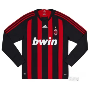 AC Milan 2008/09 Maglia casalinga retrò a maniche lunghe - Rossa/Nera