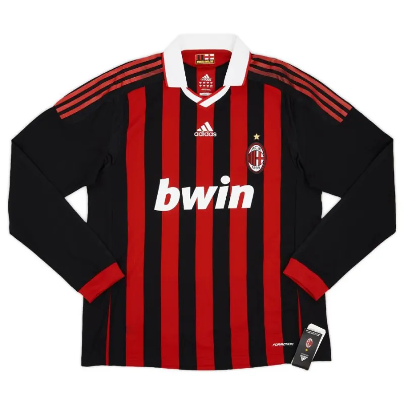 AC Milan BECKHAM 2008/09 Retro Long-Sleeve Home Jersey - Red/Black