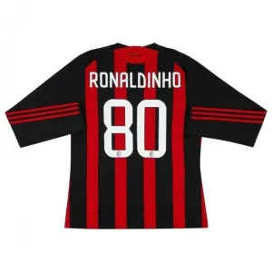 AC Milan RONALDINHO 2008/09 Maglia casalinga retrò a maniche lunghe - Rossa/Nera