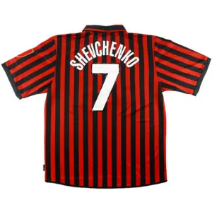 Maglia retro di casa del centenario dell'AC Milan 1999/00 - Rossa, Numero 7, Andrea Shevchenko
